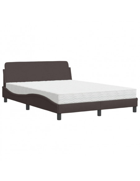 Letto con Materasso Marrone Scuro 120x200cm Tessuto