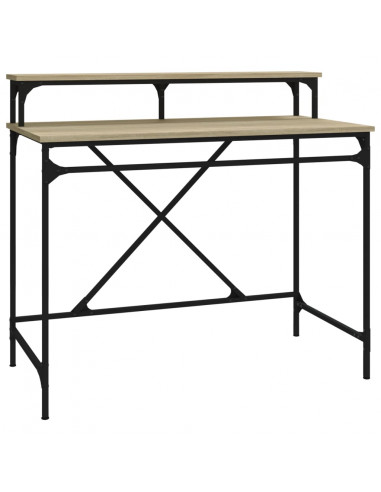 Scrivania Rovere Sonoma 100x50x90 cm Legno Multistrato e Ferro