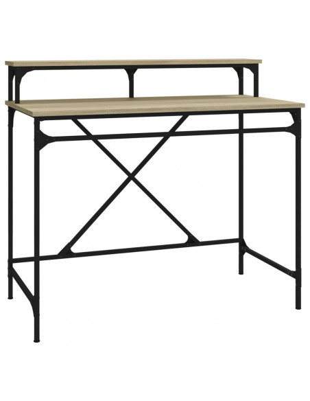 Scrivania Rovere Sonoma 100x50x90 cm Legno Multistrato e Ferro