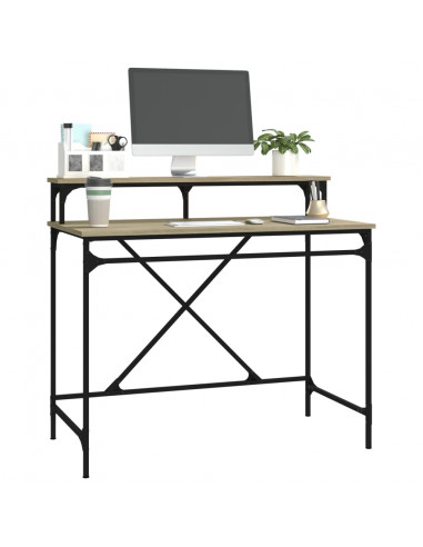 Scrivania Rovere Sonoma 100x50x90 cm Legno Multistrato e Ferro