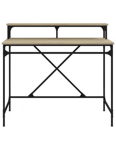 Scrivania Rovere Sonoma 100x50x90 cm Legno Multistrato e Ferro