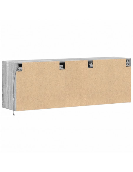 Mobile TV a Parete con Luci LED Grigio Sonoma 130x31x45 cm