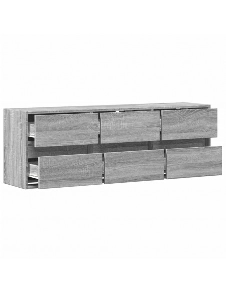Mobile TV a Parete con Luci LED Grigio Sonoma 130x31x45 cm