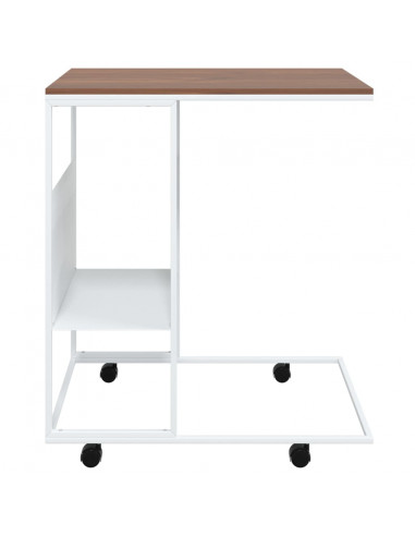 Tavolino con Ruote Bianco 55x36x63,5 cm in Legno Multistrato