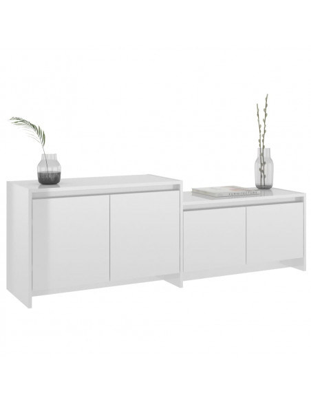 Mobile TV Bianco Lucido 146,5x35x50 cm in Truciolato