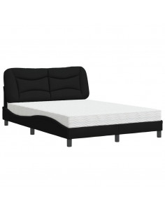 Letto con Materasso Nero 140x200 cm in Tessuto 2