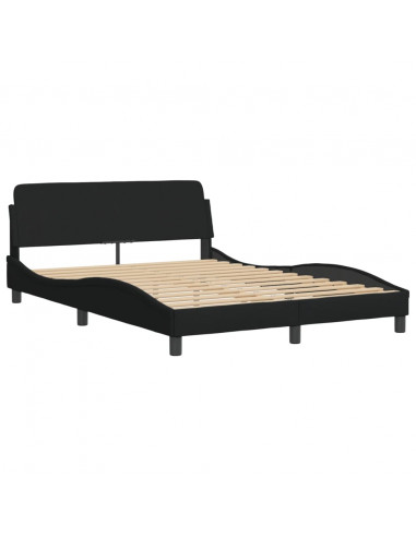 Letto con Materasso Nero 140x200 cm in Tessuto