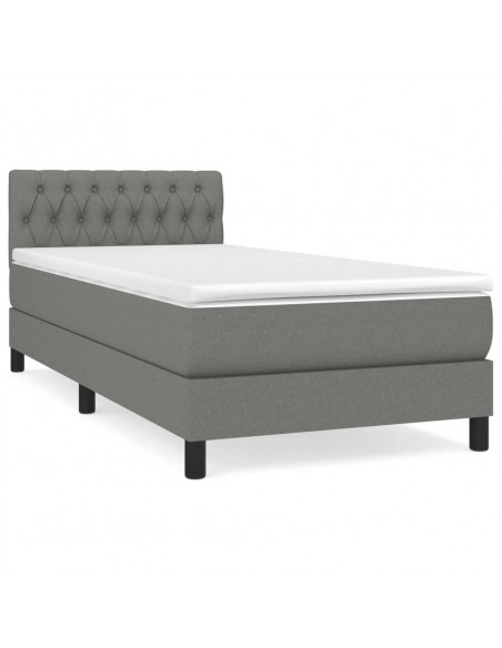 Giroletto a Molle con Materasso Grigio Scuro 90x200 cm Tessuto