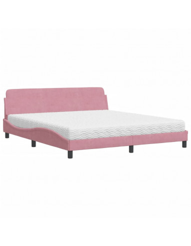 Letto con Materasso Rosa 180x200 cm in Velluto