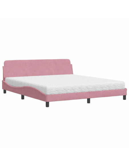 Letto con Materasso Rosa 180x200 cm in Velluto