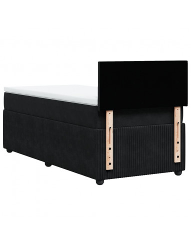 Giroletto a Molle con Materasso Nero 90x190 cm in Velluto
