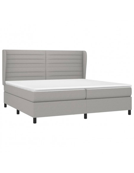 Giroletto a Molle con Materasso Grigio Chiaro 200x200cm Tessuto