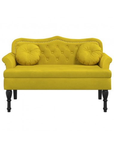 Panca con Cuscini Gialla 120,5x65x75 cm in Velluto