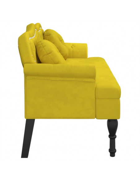 Panca con Cuscini Gialla 120,5x65x75 cm in Velluto