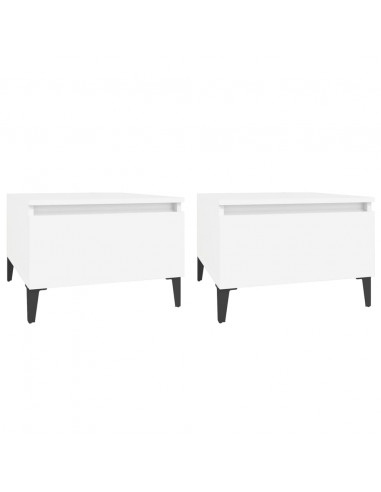 Tavolini Bianchi 2pz 50x46x35 cm in Legno Multistrato