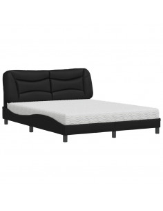 Letto con Materasso Nero 160x200 cm in Similpelle 2