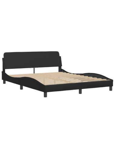 Letto con Materasso Nero 160x200 cm in Similpelle