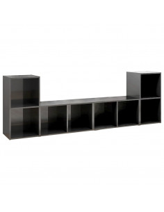 Mobili Porta TV 4 pz Grigio Lucido 72x35x36,5 cm in Truciolato 2