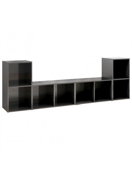 Mobili Porta TV 4 pz Grigio Lucido 72x35x36,5 cm in Truciolato
