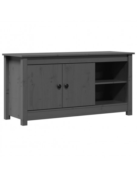 Mobile Porta TV Grigio 103x36,5x52 cm in Legno Massello di Pino