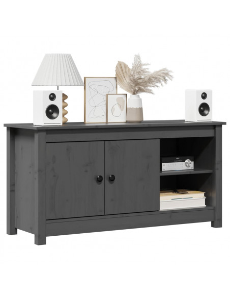 Mobile Porta TV Grigio 103x36,5x52 cm in Legno Massello di Pino