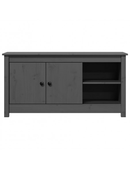 Mobile Porta TV Grigio 103x36,5x52 cm in Legno Massello di Pino
