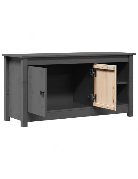 Mobile Porta TV Grigio 103x36,5x52 cm in Legno Massello di Pino