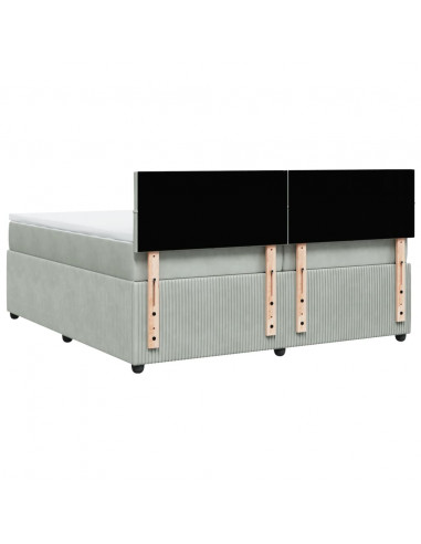 Giroletto a Molle con Materasso Grigio Chiaro 200x200cm Velluto