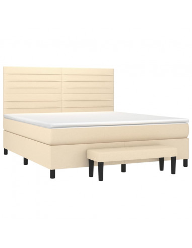 Giroletto a Molle con Materasso Crema 160x200 cm in Tessuto