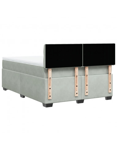Giroletto a Molle con Materasso Grigio Chiaro 140x200cm Velluto