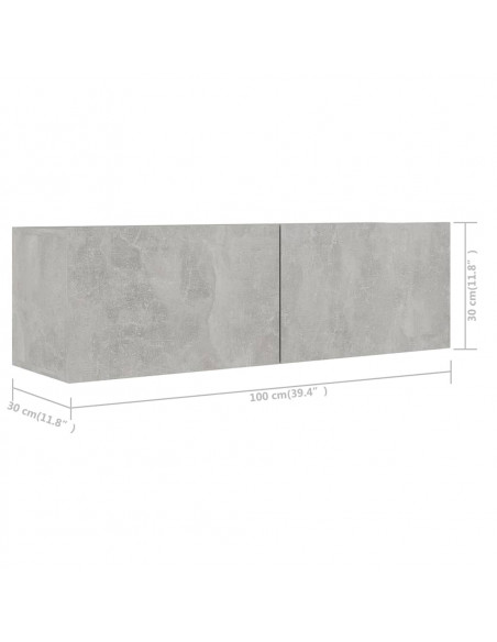 Set di Mobili Porta TV 3 pz Grigio Cemento in Legno Multistrato