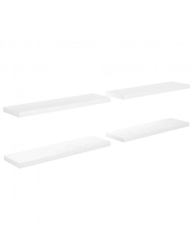 Scaffali a Parete 4 pz Bianco Lucido 23x23,5x3,8 cm in MDF