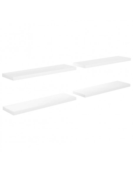 Scaffali a Parete 4 pz Bianco Lucido 23x23,5x3,8 cm in MDF