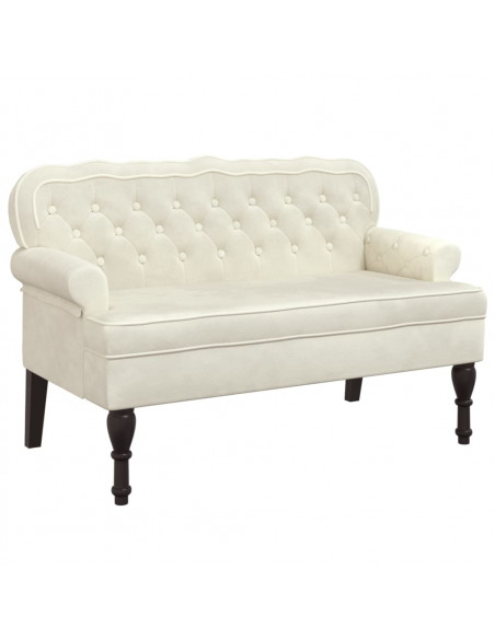 Panca con Schienale Crema 119,5x64,5x75 cm in Velluto