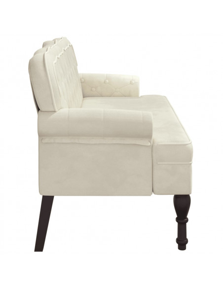 Panca con Schienale Crema 119,5x64,5x75 cm in Velluto