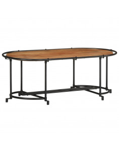 Tavolino da Salotto 110x55x40 cm in Legno Massello di Acacia 2