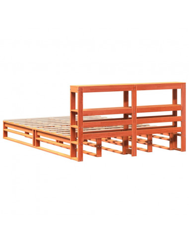 Giroletto con Testiera Marrone Cera 120x200 cm Massello Pino