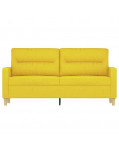 Divano a 2 Posti Giallo Chiaro 140 cm in Tessuto 2