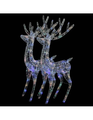 Renne di Natale XXL in Acrilico 250 LED 2 pz 180 cm Multicolore