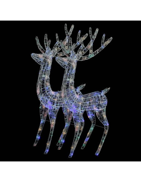 Renne di Natale XXL in Acrilico 250 LED 2 pz 180 cm Multicolore