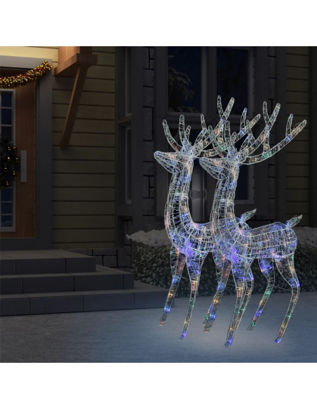 Renne di Natale XXL in Acrilico 250 LED 2 pz 180 cm Multicolore