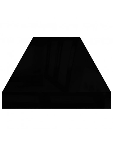 Scaffali a Parete 2 pz Nero Lucido 90x23,5x3,8 cm in MDF