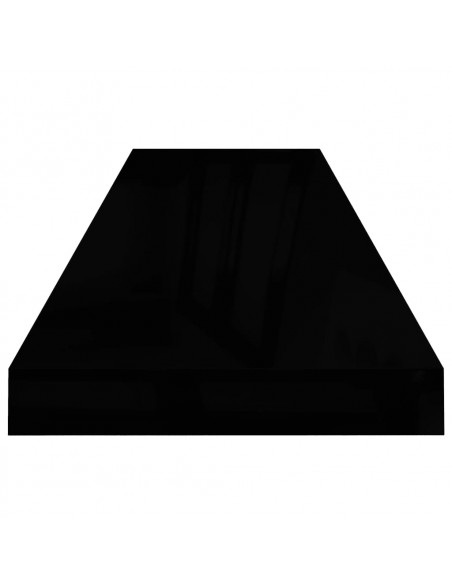 Scaffali a Parete 2 pz Nero Lucido 90x23,5x3,8 cm in MDF