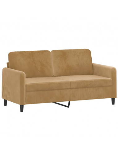 Set di Divani 2 pz con Cuscini Marrone in Velluto