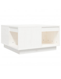 Tavolino da Salotto Bianco 60x61x32,5 cm Legno Massello di Pino 2