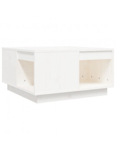 Tavolino da Salotto Bianco 60x61x32,5 cm Legno Massello di Pino