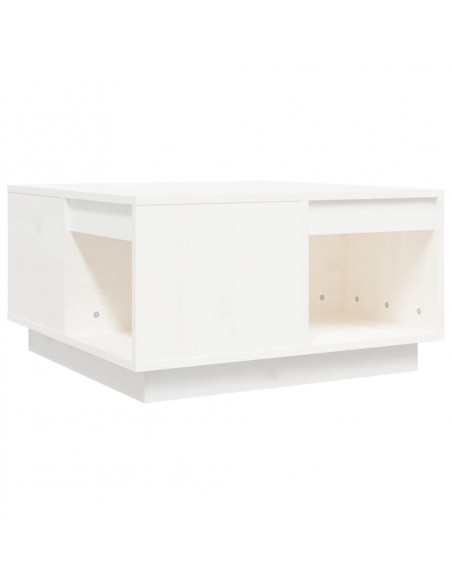 Tavolino da Salotto Bianco 60x61x32,5 cm Legno Massello di Pino