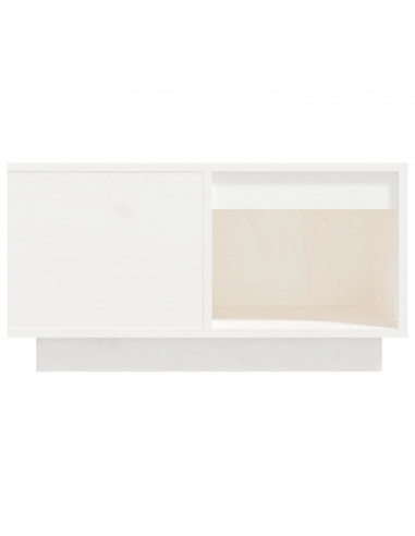 Tavolino da Salotto Bianco 60x61x32,5 cm Legno Massello di Pino