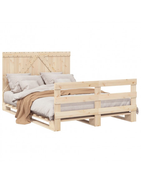 Giroletto con Testiera 160x200 cm in Legno Massello di Pino