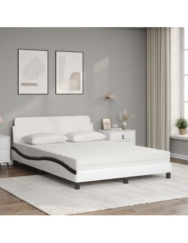 Letto con Materasso Bianco e Nero 140x200 cm in Similpelle